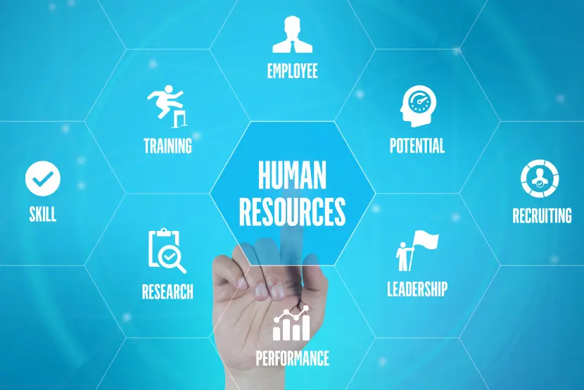 Illustration showing recruitment, HR training, employee replacement, and backfill – representing lateral hiring process